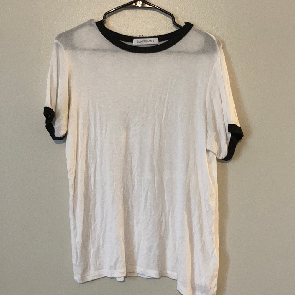 Daydreamer Basic White Tee w Black Detailing